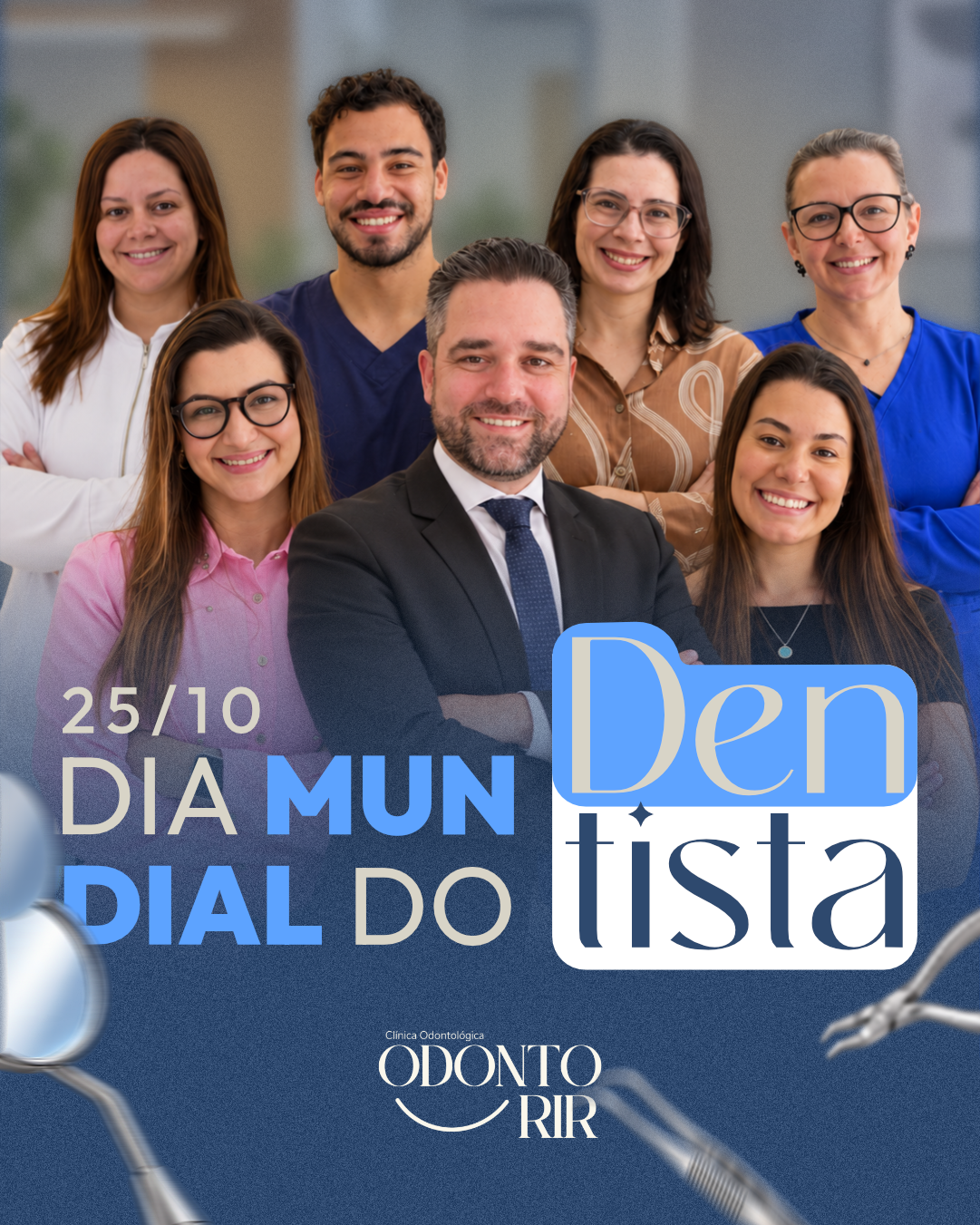 Equipe da Odonto Rir em material de identidade da clínica